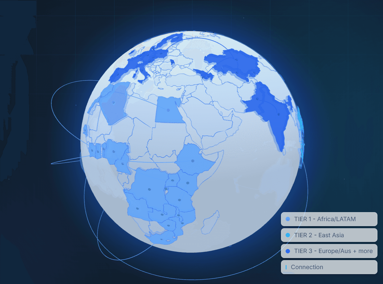 Tiered global payment network coverage